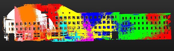 Facade. Point model. As a result of stitching 9 scans.